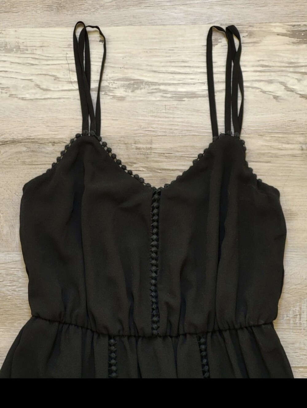 🛍Sequin Hearts Black Boho Pom Pom Trim Cami Maxi Dress Womens Small - Picture 4 of 10